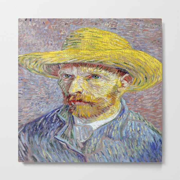Vincent van Gogh Self Portrait with Straw Hat Metal Print