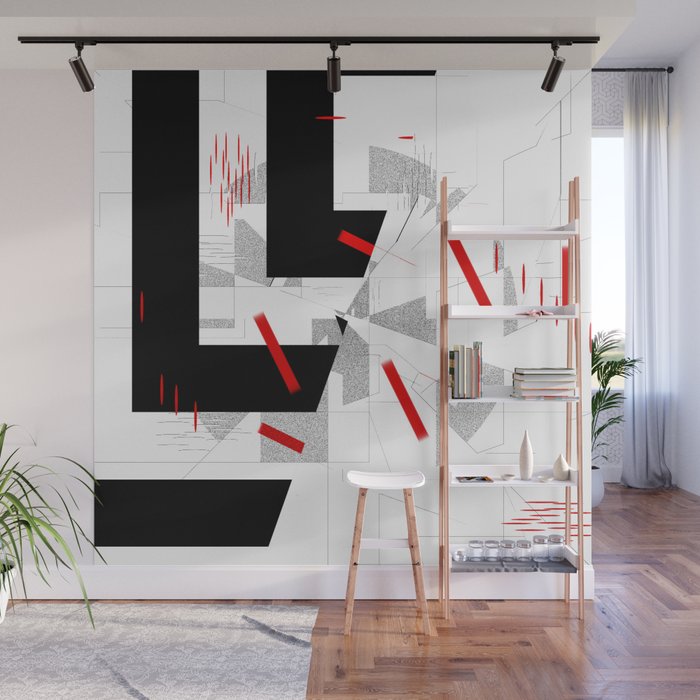 black and white meets red Version 10 Wall Mural