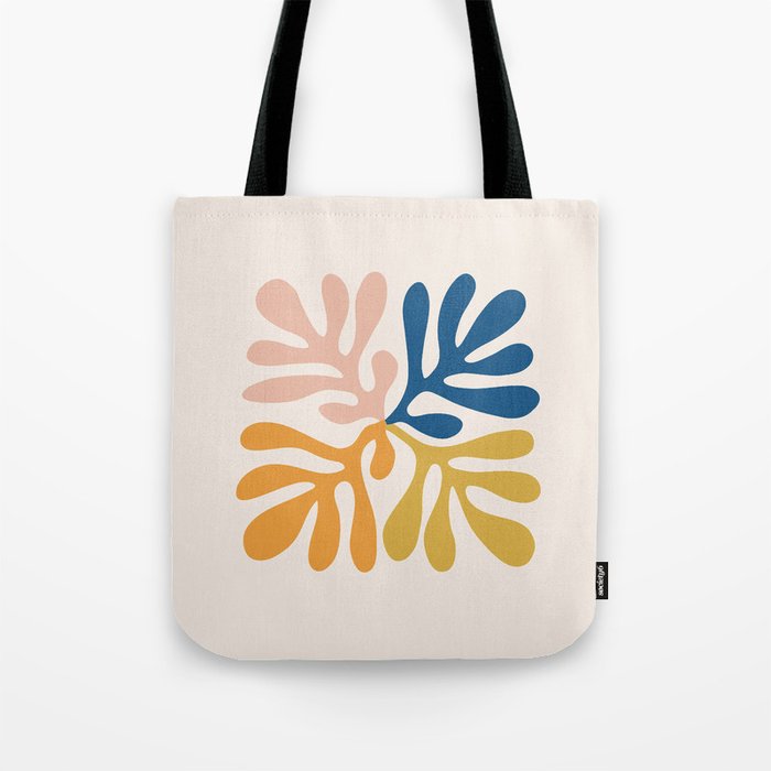 Reusable, Multi-Functional Wide Grocery Bag, Blue and Yellow Abstract Design
