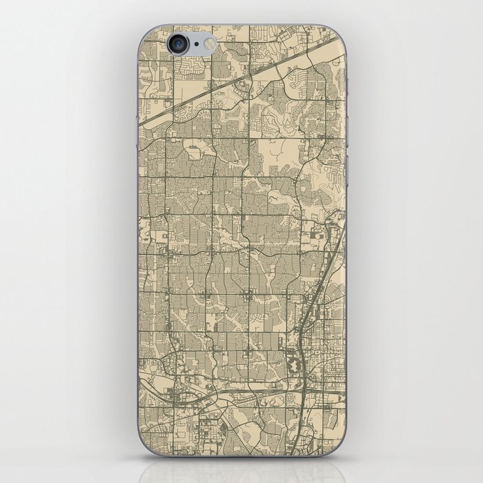 USA, Plano City Map iPhone Skin
