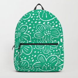 Green monochrome scandi flowers pattern Backpack