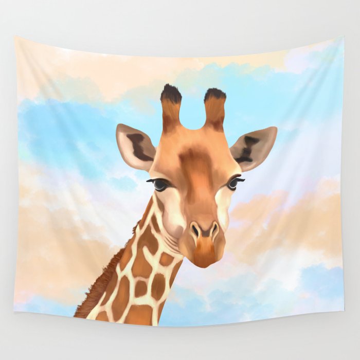 Head In The Clouds Giraffe Wall Tapestry
