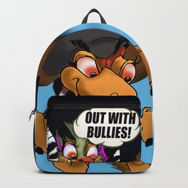 BEWARE of Bullies Backpack | Frog, Humorous, Shnoogy, Coffee, Hero, Moody, Fun, Cartoon, Digital, Graphicdesign 