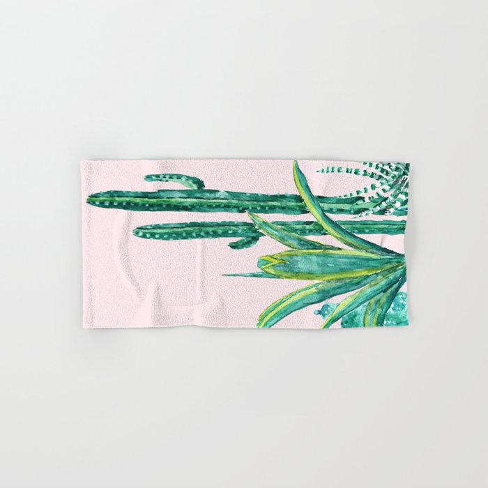 cactus jungle watercolor painting 2 Hand & Bath Towel