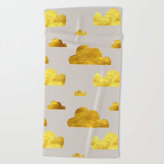 Gold Clouds Beach Towel