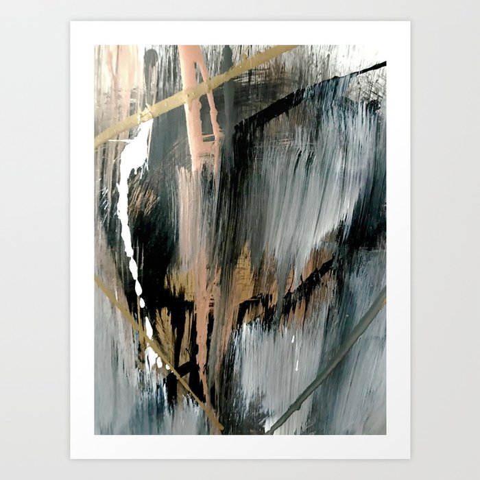 01025: a neutral abstract in gold, black, and white Art Print