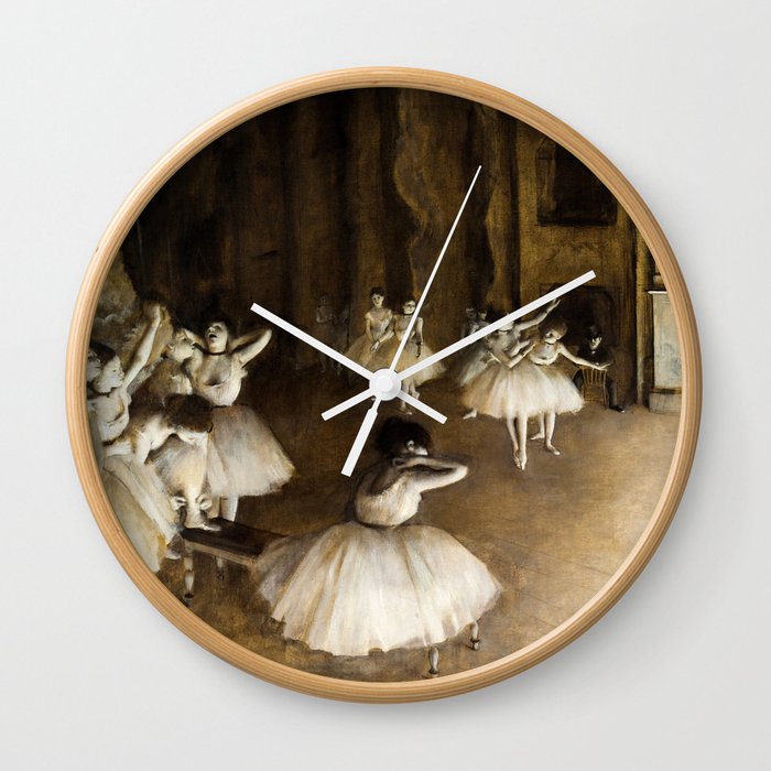 Ballet Rehearsal on Stage, 1874 by Edgar Degas Wall Clock