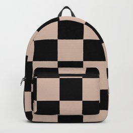 Vintage Nude Beige and Black Checkered Chess Pattern  Backpack