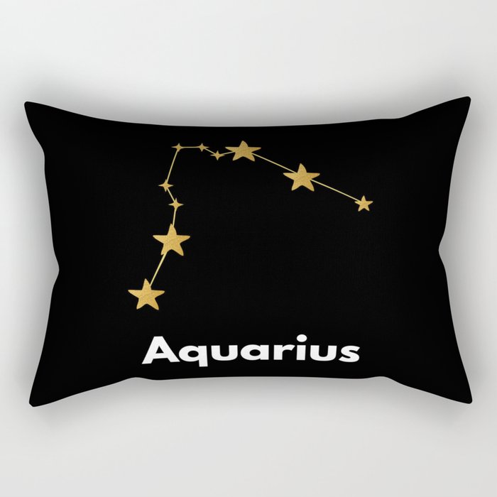 Aquarius, Aquarius Zodiac, Black Rectangular Pillow