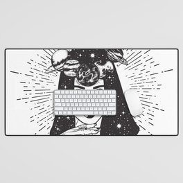 Space woman in the moon Desk Mat
