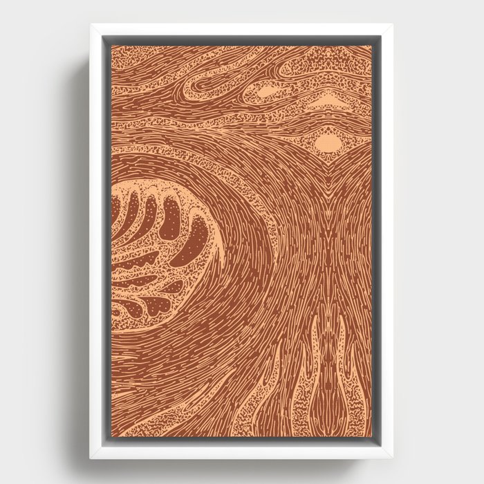 Mud Wave 1 - Abstract Lines - Terracotta Abstract - Modern, Contemporary Print - Brown, Burnt Orange Framed Canvas