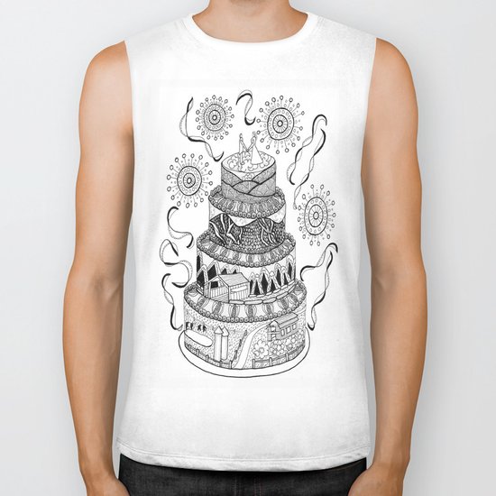 Country Wedding Cake Zentangle Style Biker Tank