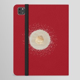 Watercolor Seashell and Sand Circle on Red iPad Folio Case