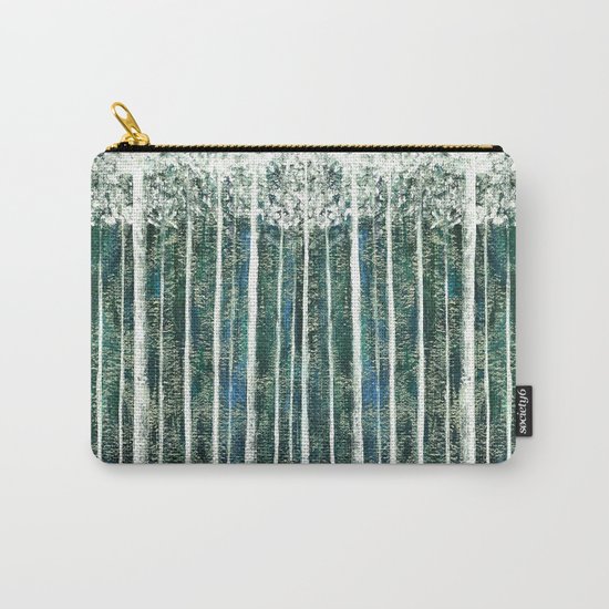 Hand Painted Green Christmas Jungle Carry-All Pouch