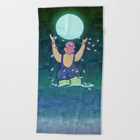 Bathing somewhere under the Moon Beach Towel