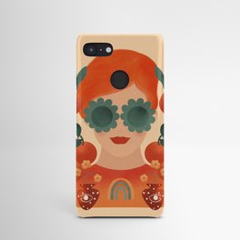 Hippy woman in flower glasses- illustration art print  Android Case