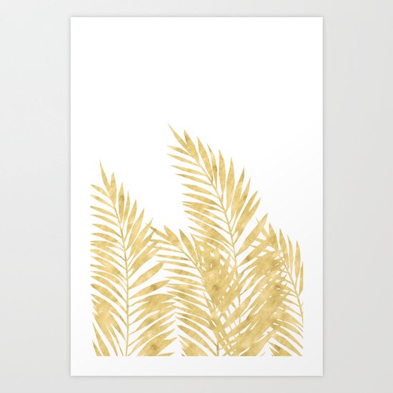 Palm Leaves Golden Art Print
