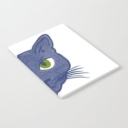 Retro Modern Periwinkle Cat White Notebook
