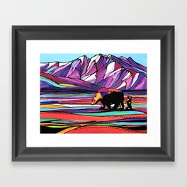 Homeschool Colorful Landscape with Grizzlies Framed Art Print