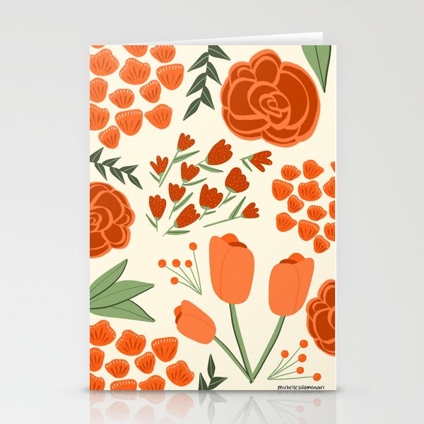 Orange Floral Cards Stationery Cards