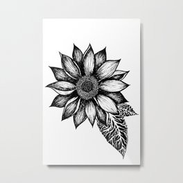 Sunflower Illustration Metal Print