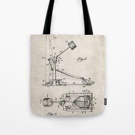 Drum Pedal Patent - Drum Set Art - Antique Tote Bag