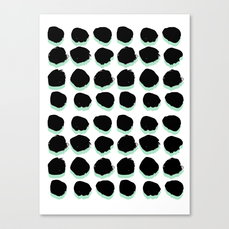 Abstract Painted Dots Minimal Black And White Canvas Print By
