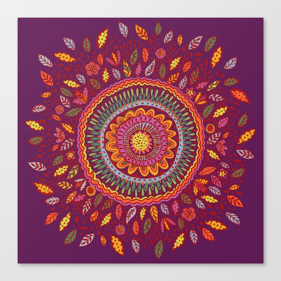 Leafy Fall Mandala Canvas Print