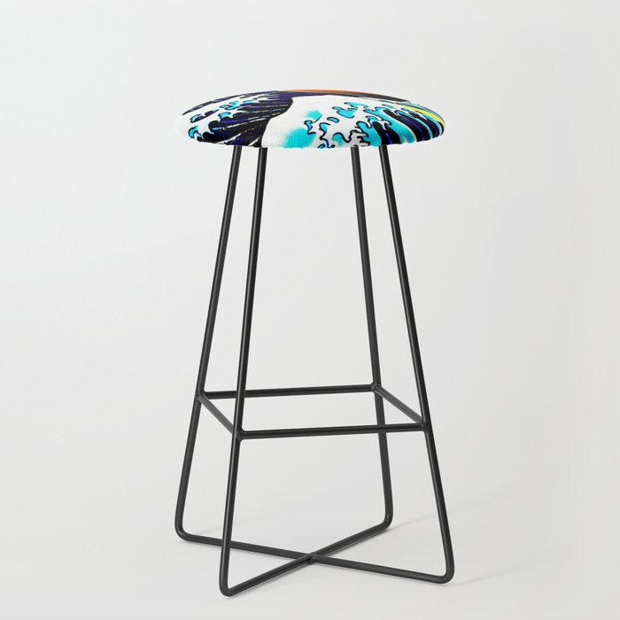  The Great Wave | outrun style Bar Stool