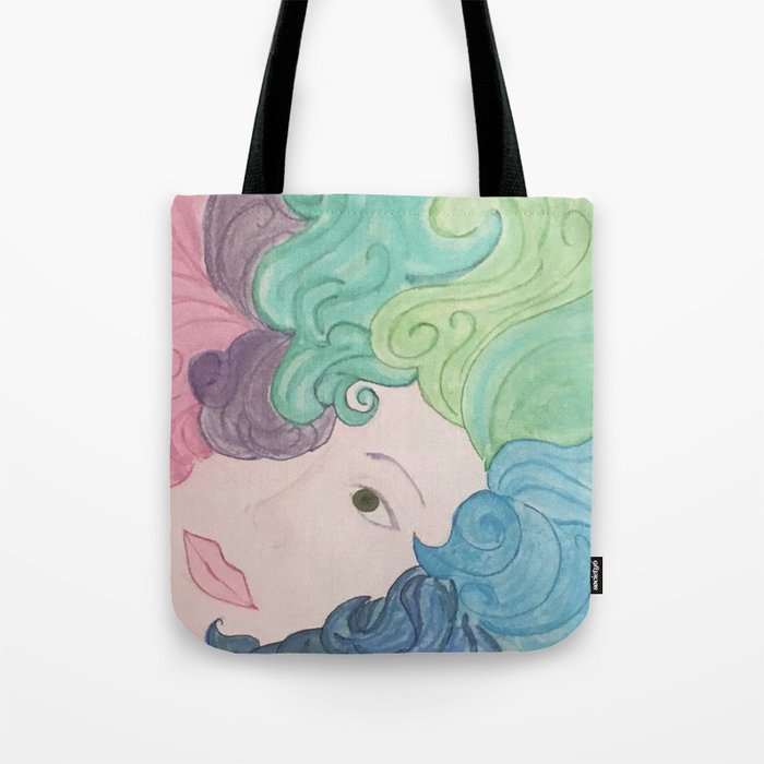 Higher Self Curly Rainbow Hair Tote Bag