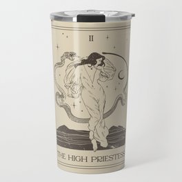 The High Priestess Card Poster. Witchy Girl and Mystic Snake Travel Mug