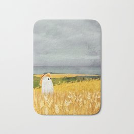 There's a ghost in the wheat field again... Bath Mat | Countryside, Summer, Ghost, Spirit, Haunted, Painting, Crop, Haunt, Gold, Wheat 