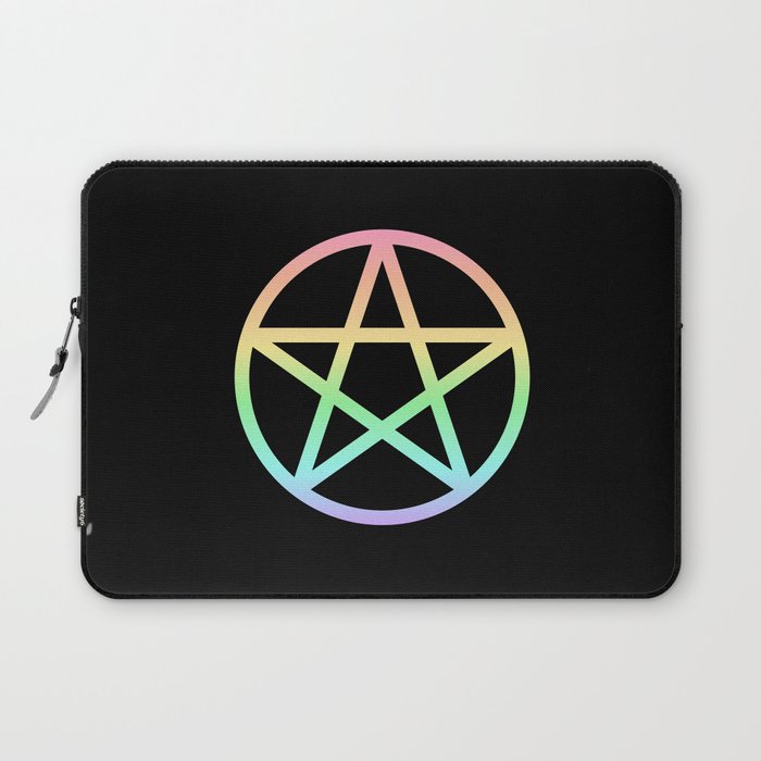 Rainbow Pentacle on Black Laptop Sleeve