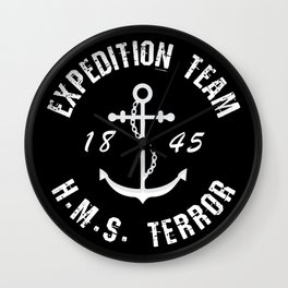 The Terror Expedition Team - White Text Wall Clock