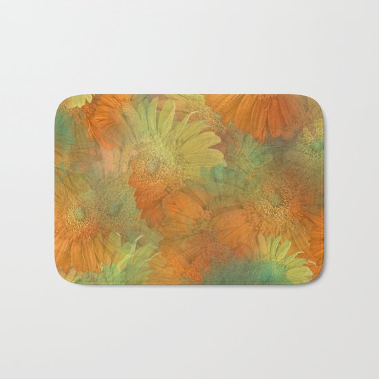 Floral Orange-Yellow-Green Bath Mat