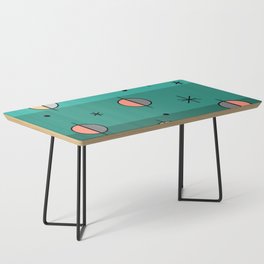 Retro Space Age Planets Stars Turquoise Coffee Table