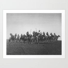 Brule War Party Native American Brule Tribe grand plains black and white photography Art Print