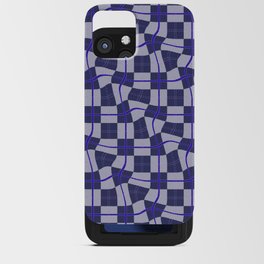 Warped Checkerboard Grid Illustration Navy Blue Lilac Purple iPhone Card Case