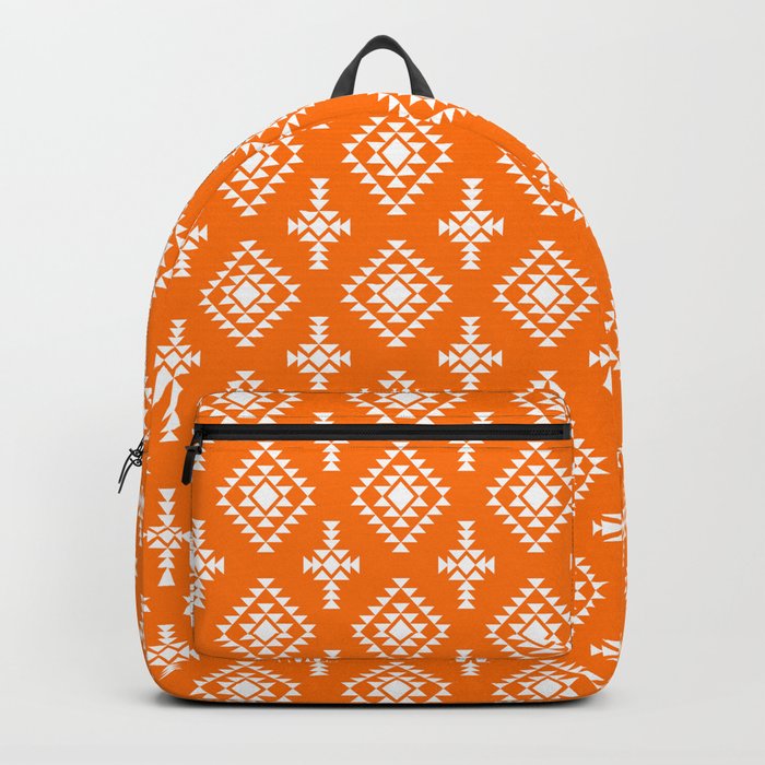 Orange and White Native American Tribal Pattern Backpack