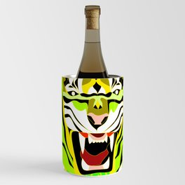 yellow light tiger ecopop in zodiac bengal wallpaper art  Wine Chiller