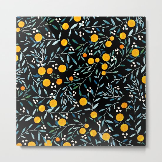 Oranges Black Metal Print