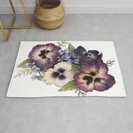 Watercolor Pansy Bouquet Area & Throw Rug