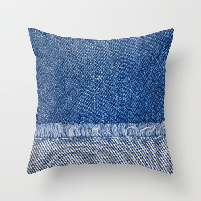 Fabric Blue Jeans Background, Denim texture Throw Pillow