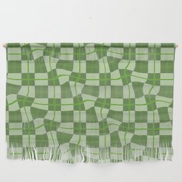 Warped Checkerboard Grid Illustration Colorful Irish Green Wall Hanging