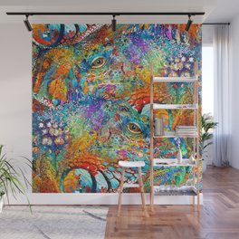 Colorful Iguana Art - Tropical Two - Sharon Cummings Wall Mural