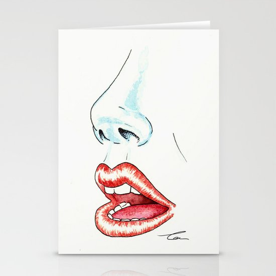Watercolor Lips Stationery Cards