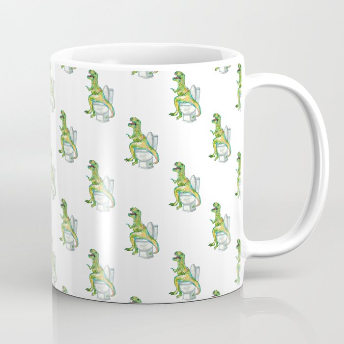 T-rex in the bathroom dinosaur painting Coffee Mug