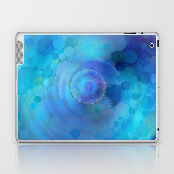 Satellites - Blue And Teal Energy Art by Sharon Cummings Laptop & iPad Skin