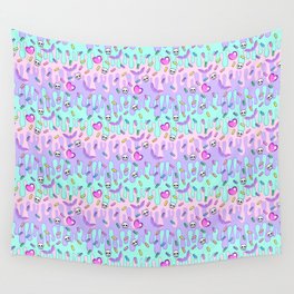   Pastel Goth Frosting Drips, Candy Bats, Skulls, Sprinkles and Hearts Wall Tapestry