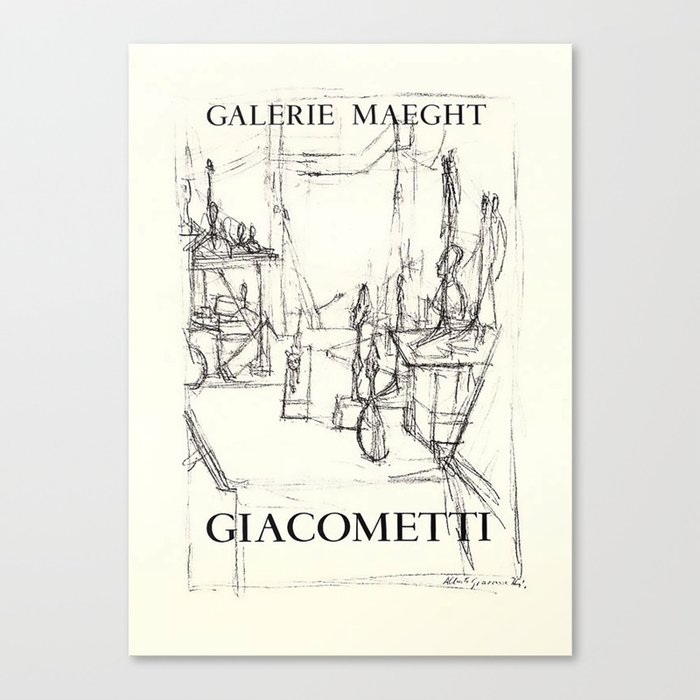 Giacometti - Galerie Maeght (Drawing), 1951 Canvas Print